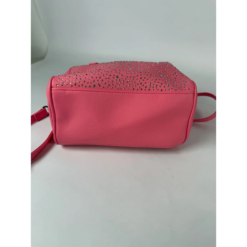 Juicy‎ Couture Pink Rhinestone Mini Satchel Crossbody Bag Gunmetal Logo Charm